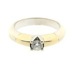 Bicolor gouden solitair ring met diamant; 0,25 ct., Gebruikt, Overige kleuren, Ophalen of Verzenden, Kleiner dan 17