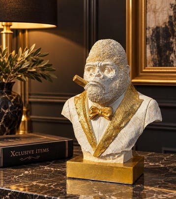 Beeld, Gorilla with Sigar - 37 cm - mgo - 2026, Antiek en Kunst