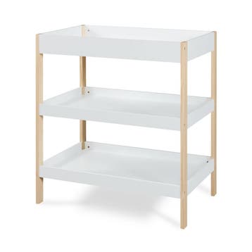 Wickeltisch Oupilu met 2 planken 91x82x53 cm Wit [en.casa], Verzenden, Nieuw