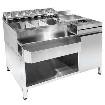 Bar-/Cocktailstation | RVS | Spoelbak + Glazenspoeler |, Verzenden, Nieuw in verpakking
