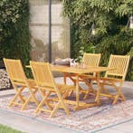 vidaXL 5-delige Tuinset massief teakhout, Tuin en Terras, Tuinsets en Loungesets, 4 zitplaatsen, Verzenden, Nieuw, Tuinset