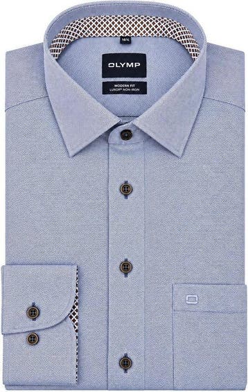 Olymp Luxor Overhemd Structure Blauw maat 38 Heren, Verzenden, Nieuw, Blauw, OLYMP
