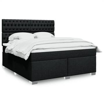 vidaXL Boxspring met matras stof zwart 180x200 cm, Eenpersoons, Verzenden, Zwart, Nieuw