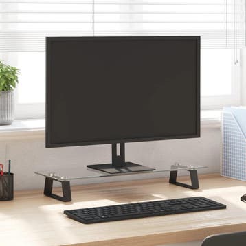vidaXL Monitorstandaard 60x20x8 cm gehard glas en metaal, Verzenden, Nieuw
