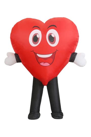 KIMU® Opblaas Kostuum Hart Opblaasbaar Pak Hartpak Mascotte, Carnaval, Nieuw, Overige maten, Ophalen of Verzenden