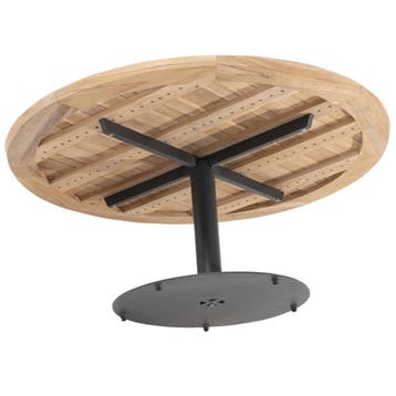 Saba low dining teak tafel 160ØxH69 cm met antraciet, Tuin en Terras, Tuintafels, Ophalen of Verzenden, Nieuw