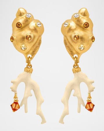 Oscar De La Renta - Verguld - Oorbellen - Seashell and Coral