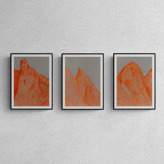 N. Magro - Collectables: “ Three bold orange mountains, Antiek en Kunst, Kunst | Designobjecten