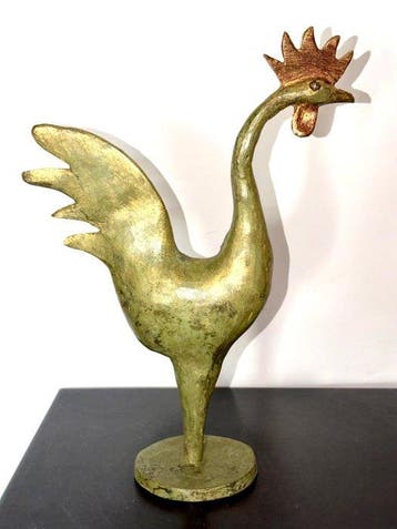 Abdoulaye Derme - sculptuur, Coq - 28 cm - Brons