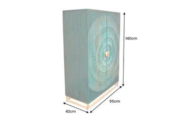 Barkast GOLDEN SUNSET 140cm 3D mangohout turquoise, Ophalen of Verzenden, Nieuw