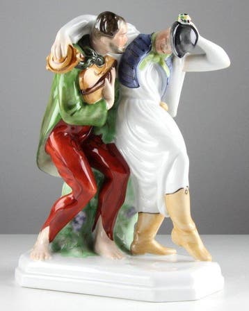 Herend - Beeldje, Festive Fiddler and Dancer - 22 cm -