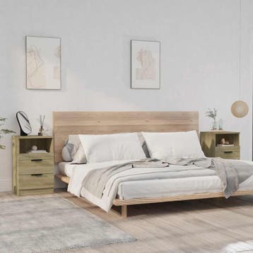 vidaXL Nachtkastjes 2 st bewerkt hout sonoma eikenkleurig, Minder dan 45 cm, Verzenden, Nieuw, 55 tot 70 cm