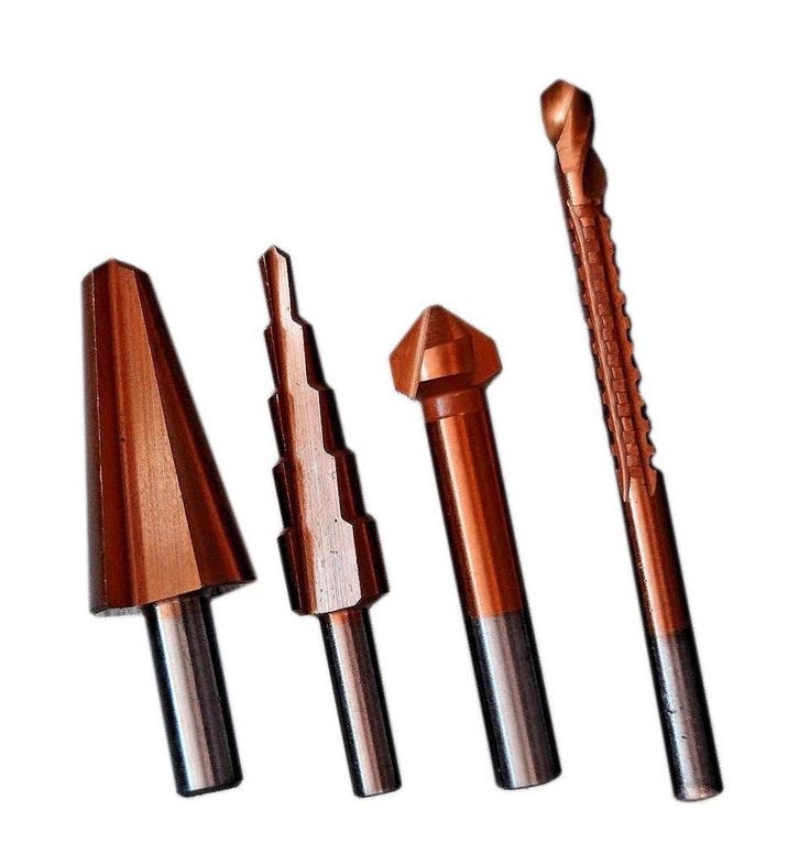 Set van diverse boren (stappenboor, verzinkboor, ..), Doe-het-zelf en Verbouw, Gereedschap | Handgereedschap, Nieuw, Ophalen of Verzenden