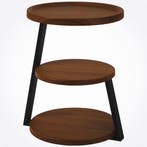 2dekans | Moderne Bijzettafel – 3-Lagen – Bruin – Ø40 cm –, Ophalen of Verzenden, Zo goed als nieuw