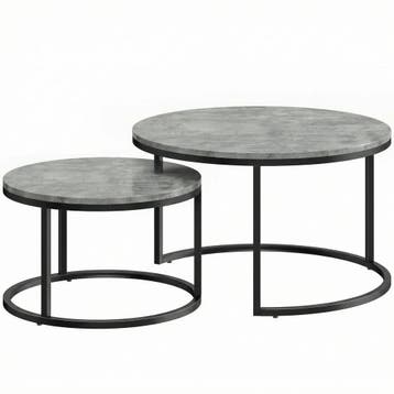 Modern Koffietafel 2-Delige Set, Stapelbare Bijzettafels Met, Verzenden, Nieuw
