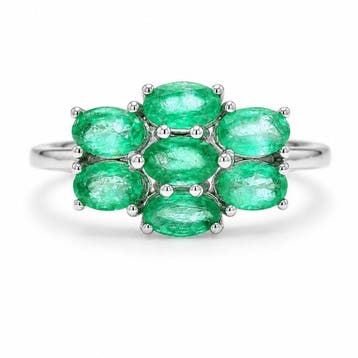 Zonder minimumprijs - Ring Platina - 1.55ct. tw. Smaragd -, Nieuw