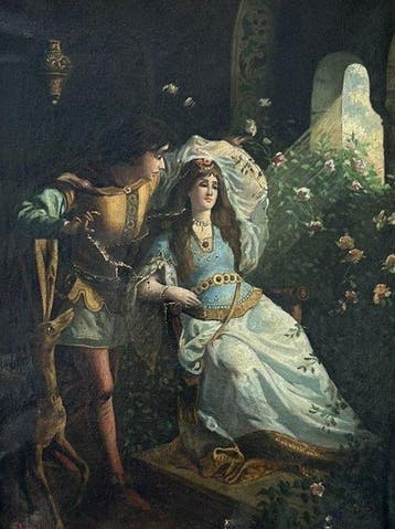European school (XIX), signed Dupont - Scena Romantica
