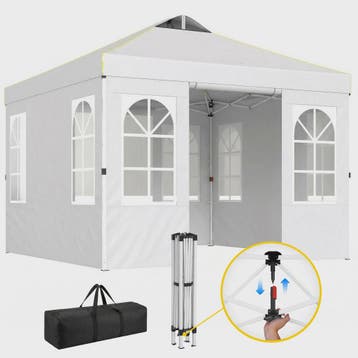 Outsunny Pop-Up Partytent 3x3m met Verstelbare Hoogte en Afn, Verzenden, Nieuw