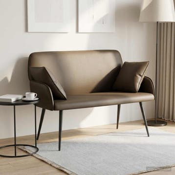 vidaXL Tweezitsbank met metalen poten 2-zits Grijs Kunstleer, Huis en Inrichting, Verzenden, Leer, Minder dan 150 cm, Nieuw