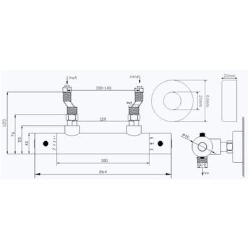 Xellanz Rio Thermostatische Douchemengkraan - 12cm - Chroom, Ophalen of Verzenden, Nieuw