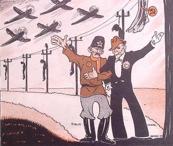 Stalin en Mustafa Kemal Atatürk? op spotprent (lijst optie), Verzenden