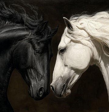 Canvas Fit - Alberto Ricardo - Duelos del Alma: Caballos en, Antiek en Kunst