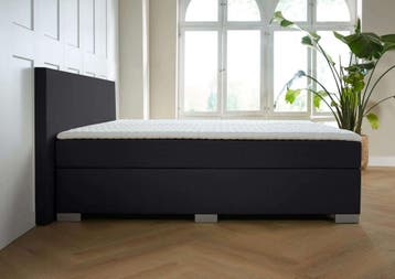 ACTIE! Boxspring Nantes 160 200 Zwart, Huis en Inrichting, Slaapkamer | Boxsprings, Verzenden, Zwart, 200 cm, Modern
