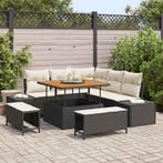 vidaXL Tuinbankenset met kussen 8 pcs Zwart poly rattan, Verzenden, Nieuw, Rotan, 8 zitplaatsen