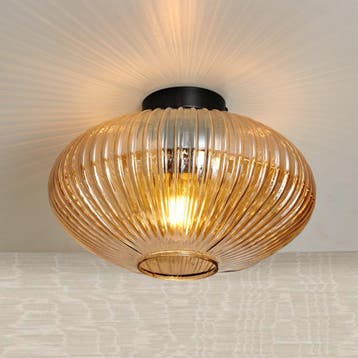Design Plafondlamp Rond Amberglas, Verzenden, Nieuw, Glas