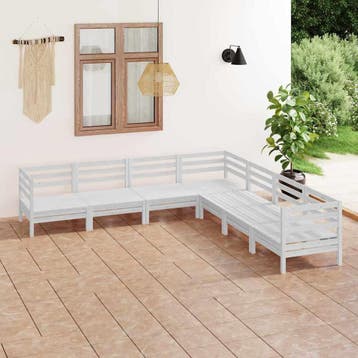 vidaXL 7-delige Loungeset massief grenenhout wit, Verzenden, Nieuw, Loungeset