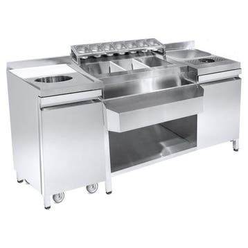Cocktail Bar Station | RVS | 105kg | Snij-afvalbak | 179x..., Verzenden, Nieuw in verpakking