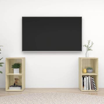 vidaXL Tv-meubelen 2 st 72x35x36,5 cm bewerkt houtsonoma, Minder dan 50 cm, Verzenden, Nieuw, Minder dan 100 cm