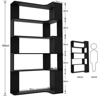 5-Laags Hoekboekenkast met LED-Lichtstrip, Verzenden, Nieuw