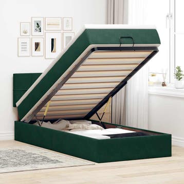 vidaXL Bed poef met matras en LEDs 90x200 cm fluweel, 90 cm, Eenpersoons, Verzenden, Nieuw