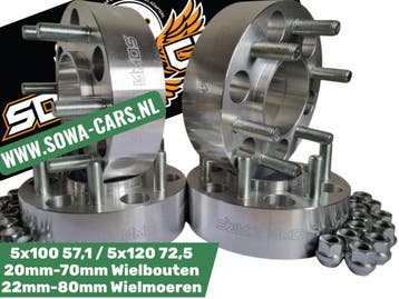Adapters / Steekadapters 5x100 (57,1) naar 5x120 (72,5) 20mm, Verzenden