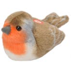 Pluche roodborstje vogel met geluid 14 cm - Knuffel vogels, Verzenden, Nieuw