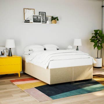 vidaXL Bedframe zonder matras stof crèmekleurig 140x190 cm, Verzenden, Crème, Stof, Nieuw