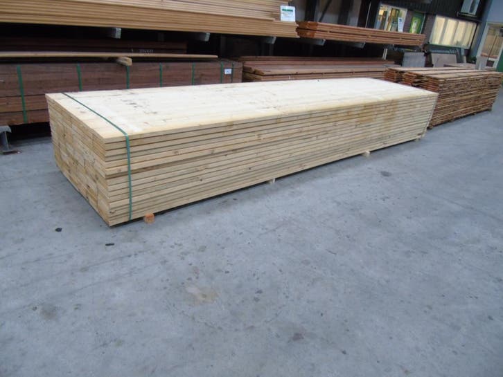 Houten Steigerplank ruig 32x200mm 5 meter. Vanaf € 1.75 p/m1, Doe-het-zelf en Verbouw, Hout en Planken, Steigerhout, 300 cm of meer