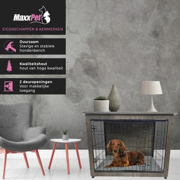 MaxxPet Houten Hondenbench 69x51x60cm (Hondenbenches, Dier), Verzenden, Nieuw