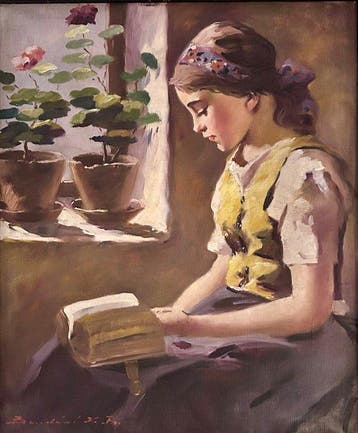 Friderika Kovacsev (1891-1975) - Reading girl