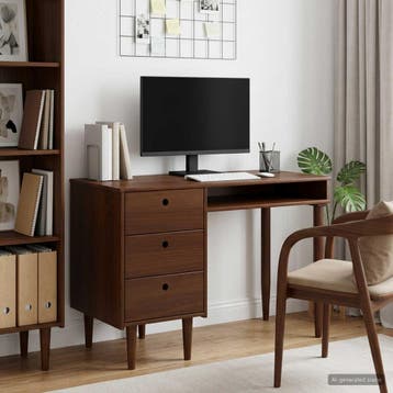 vidaXL Bureau BILBAO Donkerkaramel 114 x 53 x 75 cm, Huis en Inrichting, Verzenden, Nieuw