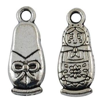 10x Tibetaans zilveren matroesjka bedel 22×9×4mm, Gat: 3mm, Ophalen of Verzenden, Nieuw, Bedel