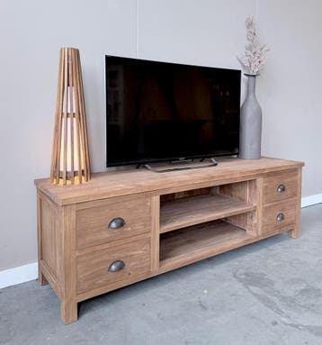 Tv-meubel Veendam -  160 cm, Ophalen of Verzenden, Nieuw, Teakhout