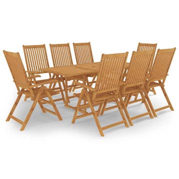 vidaXL 9-delige Tuinset massief teakhout, Tuin en Terras, Verzenden