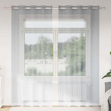 vidaXL Voile Gordijn 2 st Donkergrijs 260 x 140 cm Polyester, Huis en Inrichting, Verzenden, Nieuw, Grijs