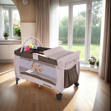 Reisbed hondje 132x75x104cm met commode en tas - bruin, Verzenden, Nieuw
