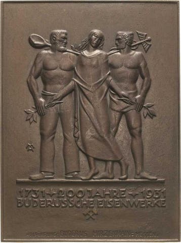 Einseitige Eisengussplakette 1931 Eisengussmedaille, Verzenden