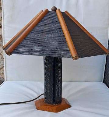Tafellamp - Hout, Metaal, Messing - Design van de jaren