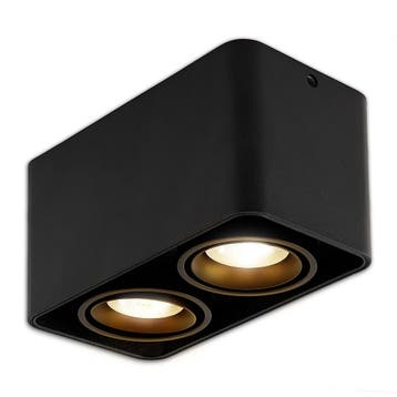 Ledisons LED-opbouwspot Lombardo zwart dubbele GU10, Ophalen of Verzenden, Nieuw