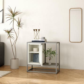 Sideboard Burlöv dressoir 70x72x35 cm grijs en wit [en.casa], Verzenden, Nieuw